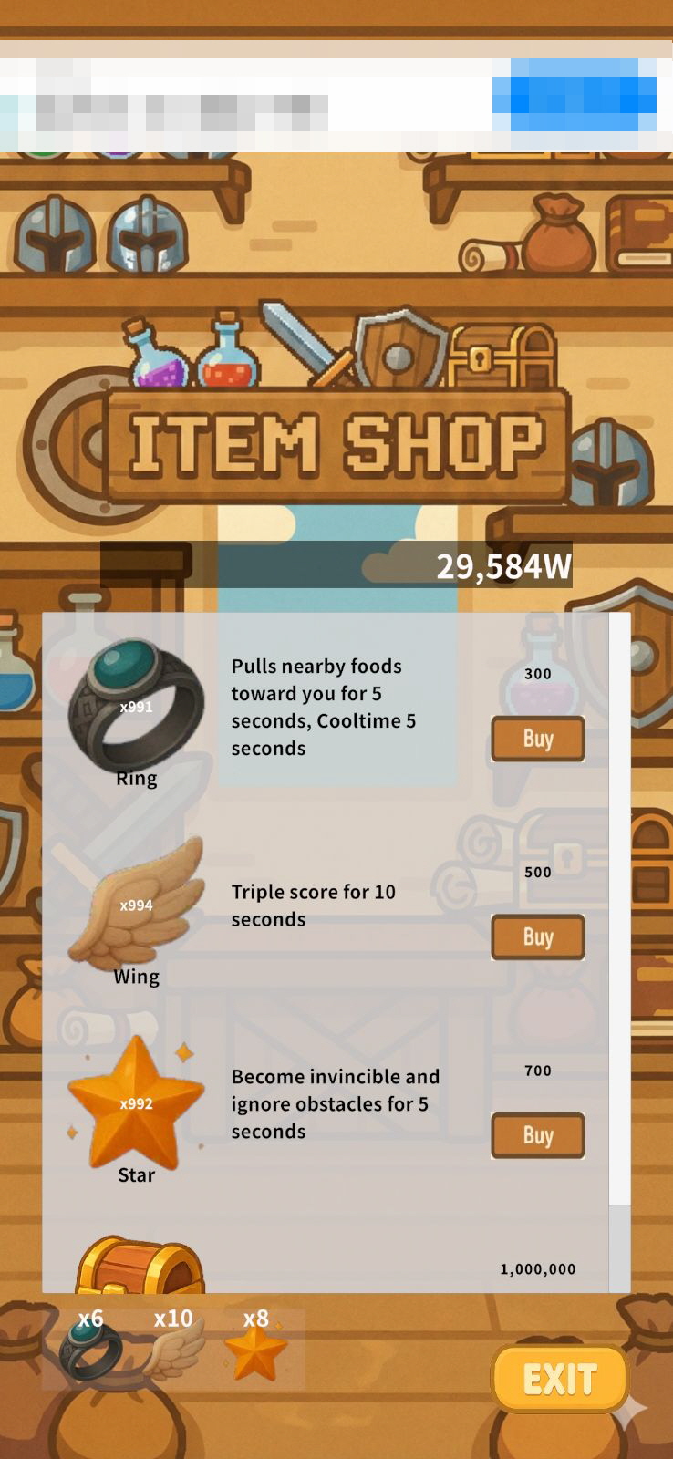 PADAKPADAK 아이템 샵 화면